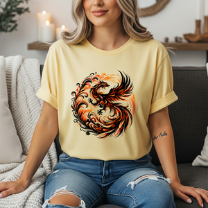 Phoenix Ring T-Shirt - Mythical Fire Bird Circle Design Tee TheCraftNook