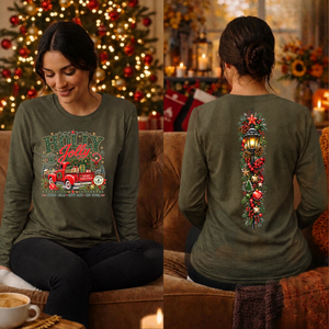 Holly Jolly Farm Long Sleeve Tee Front and Back graphics TheCraftNook