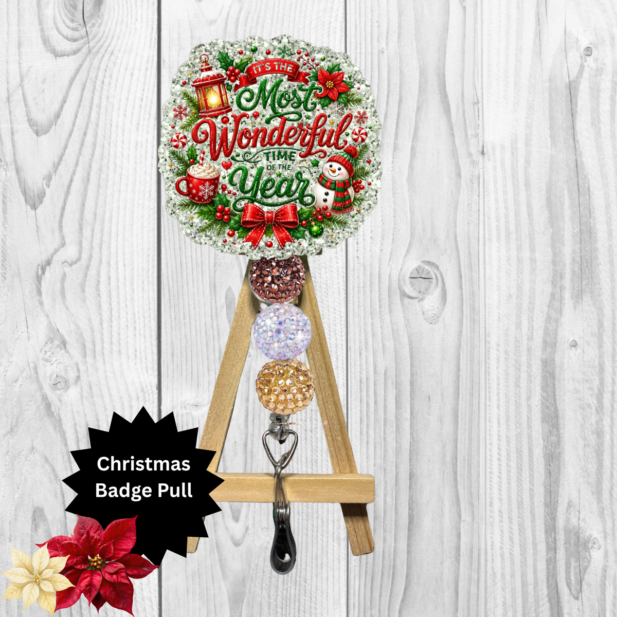 Most Wonderful Time Christmas Badge Pull TheCraftNook