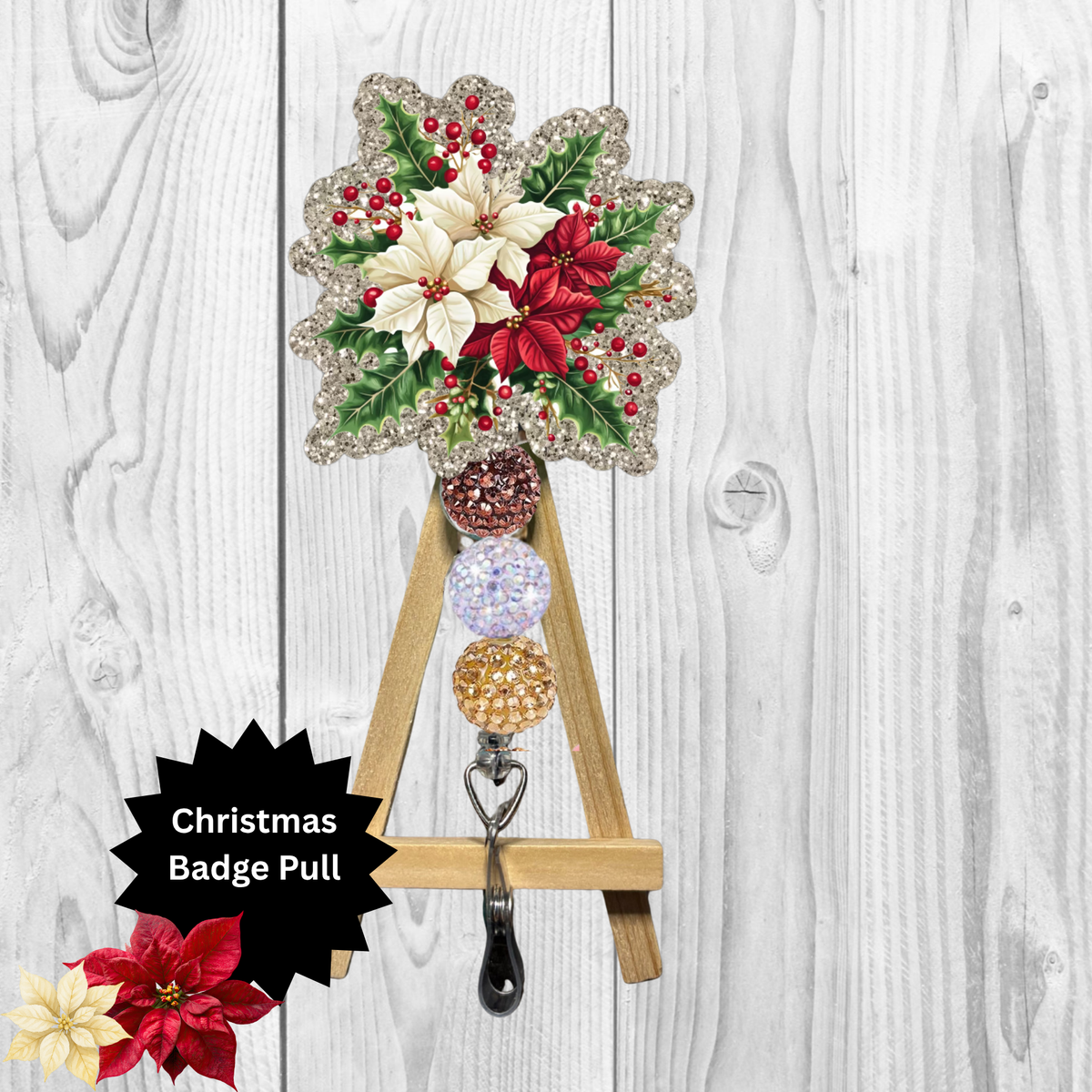 Poinsettia Badge Pulls TheCraftNook