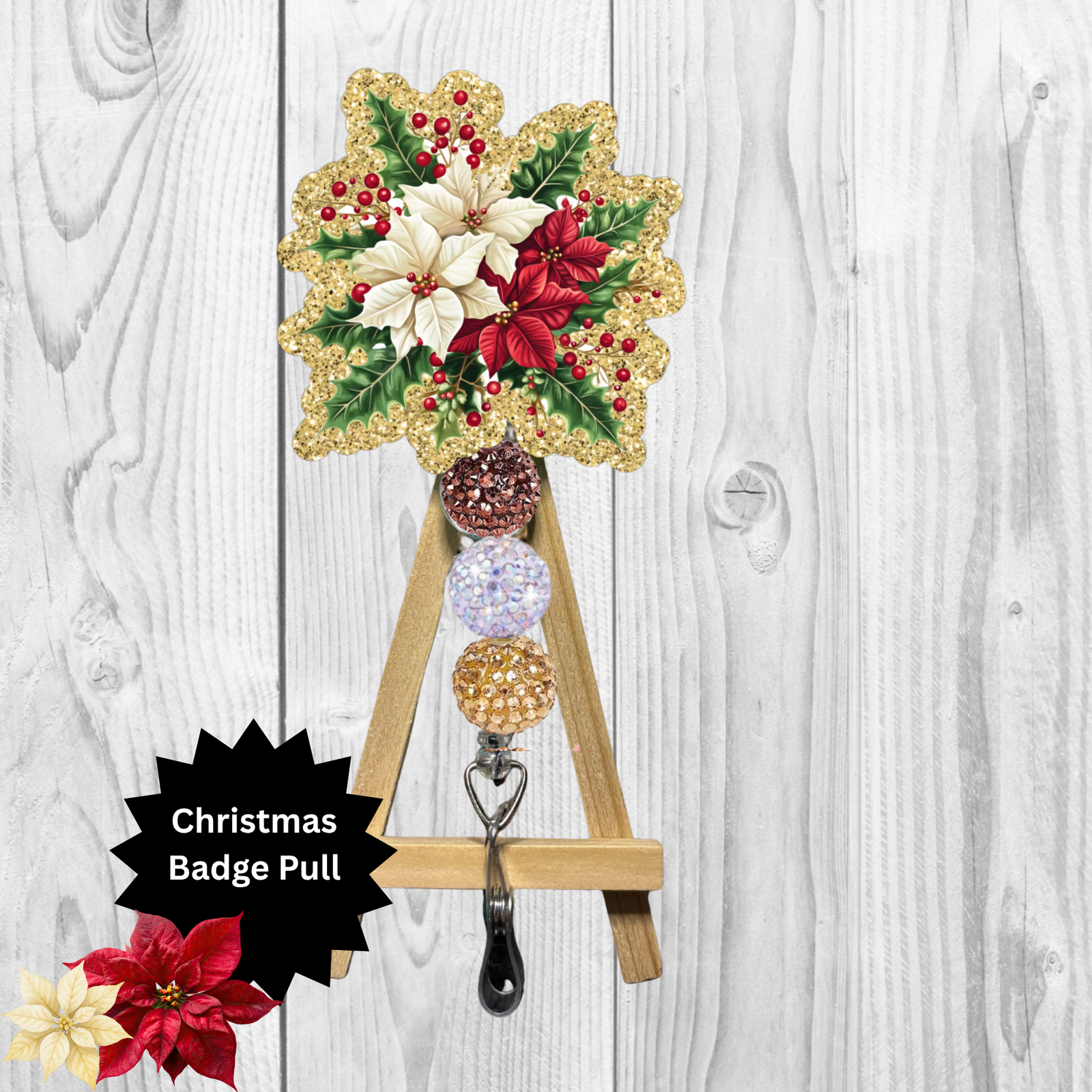 Poinsettia Badge Pulls TheCraftNook
