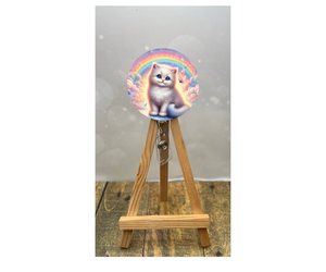 Cat badge pulls. Make every shift a purr‑fect one. Multiple Images available. Add beads or shimmer glitter options. TheCraftNook
