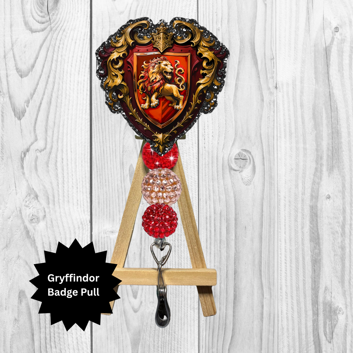 Lion House Crest Badge Pull – Wizard-Inspired Design TheCraftNook