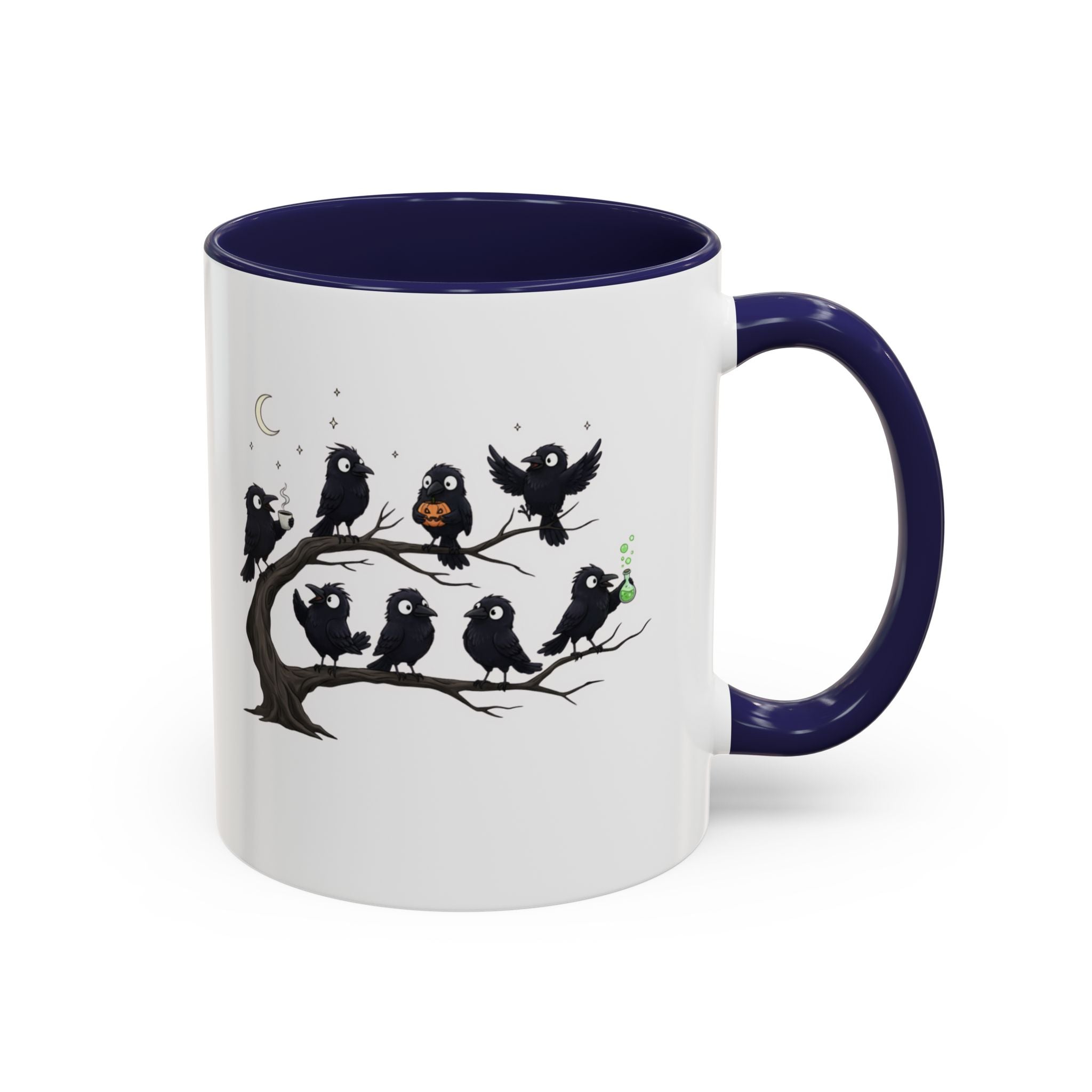 Local Murder Accent Coffee Mug — Cute Crow Flock "Not A Real Murder" Illustration