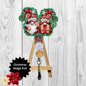 Cute Poinsettia Gnome Badge Pulls TheCraftNook