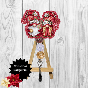 Cute Poinsettia Gnome Badge Pulls TheCraftNook