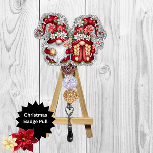 Cute Poinsettia Gnome Badge Pulls TheCraftNook