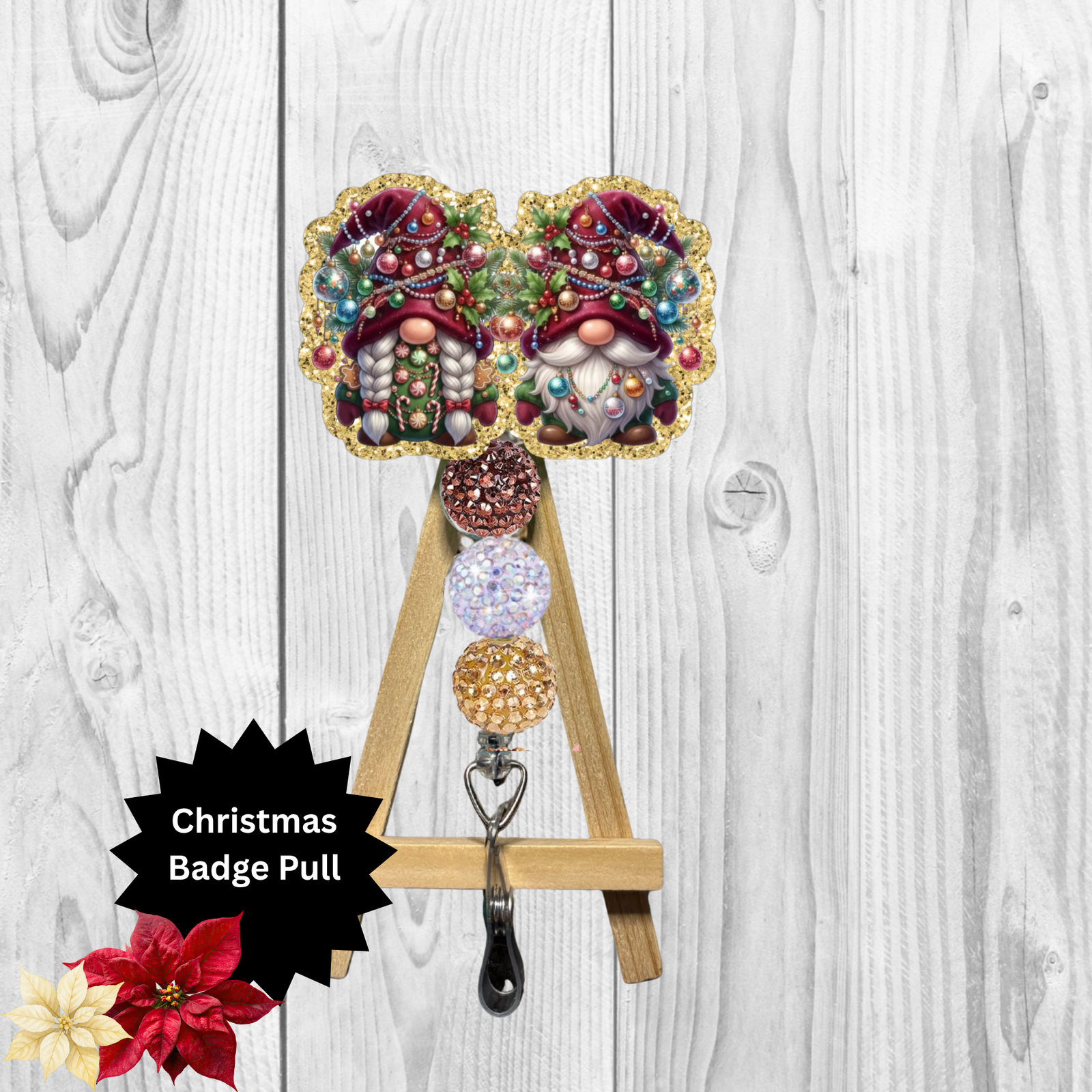 Christmas Light Gnome Badge Pull TheCraftNook