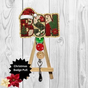 BSN Christmas Glitter Badge Pull | Badge Reel TheCraftNook