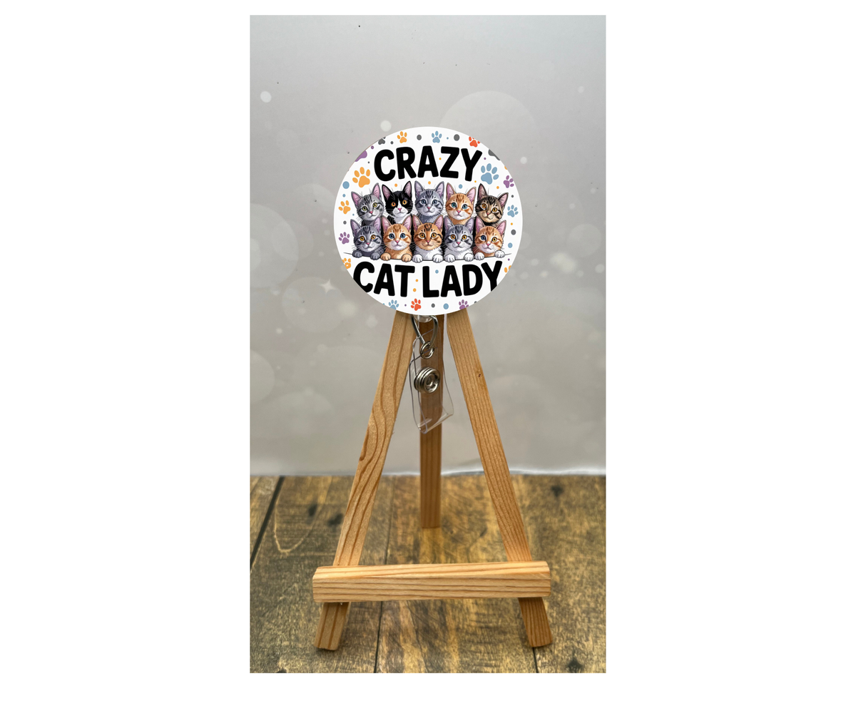 Cat badge pulls. Make every shift a purr‑fect one. Multiple Images available. Add beads or shimmer glitter options. TheCraftNook