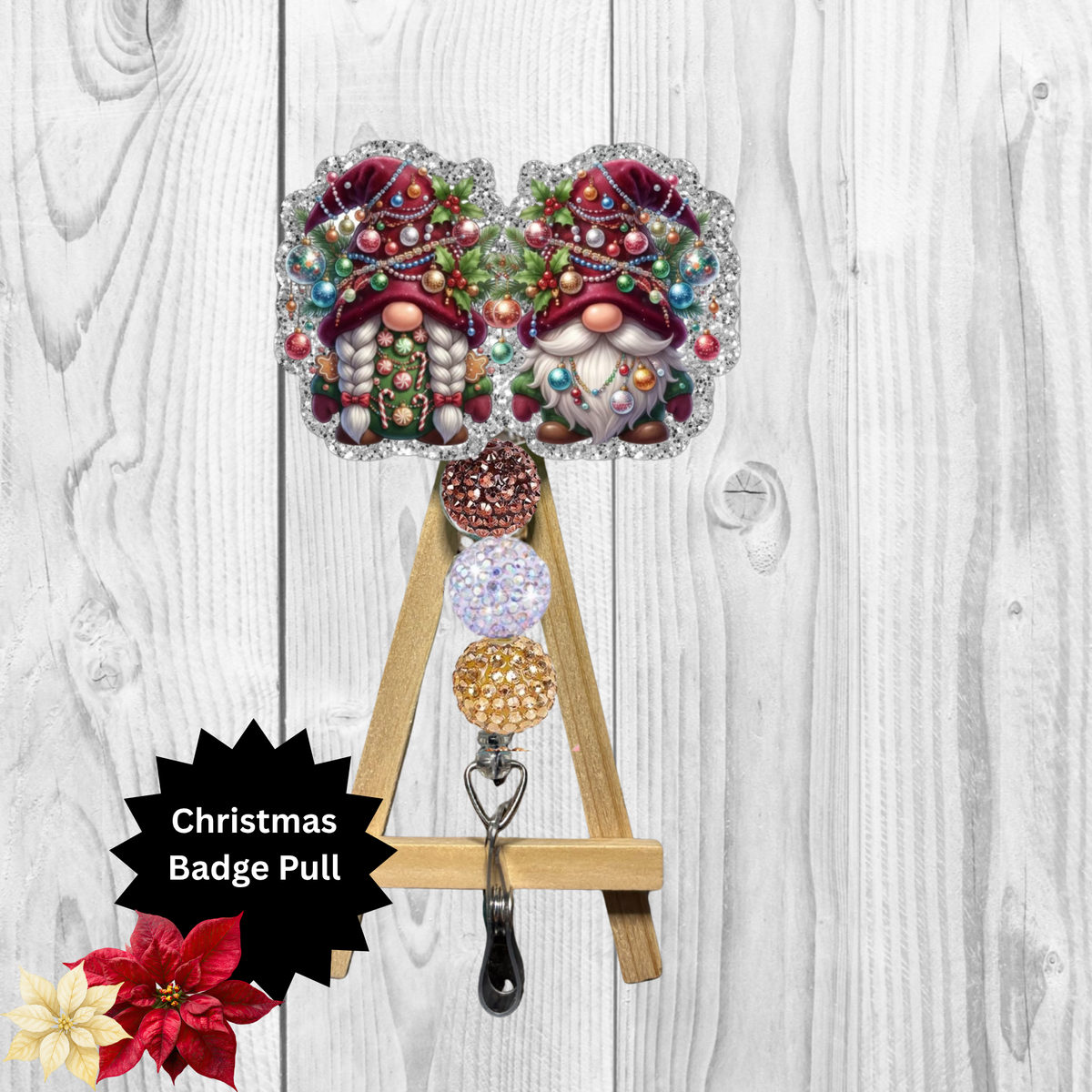 Christmas Light Gnome Badge Pull TheCraftNook