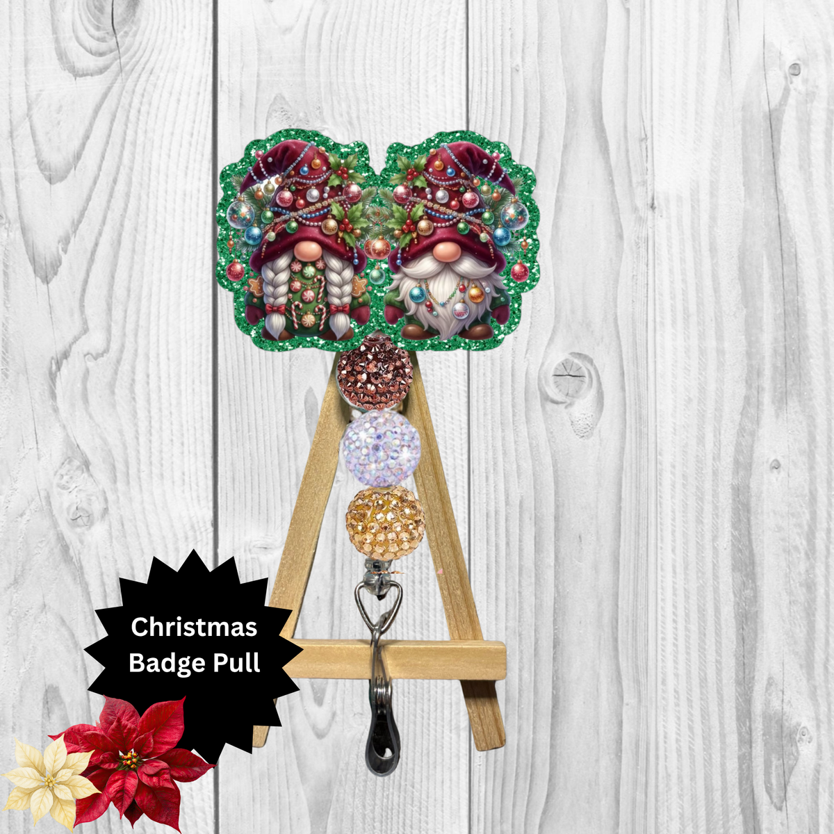 Christmas Light Gnome Badge Pull TheCraftNook