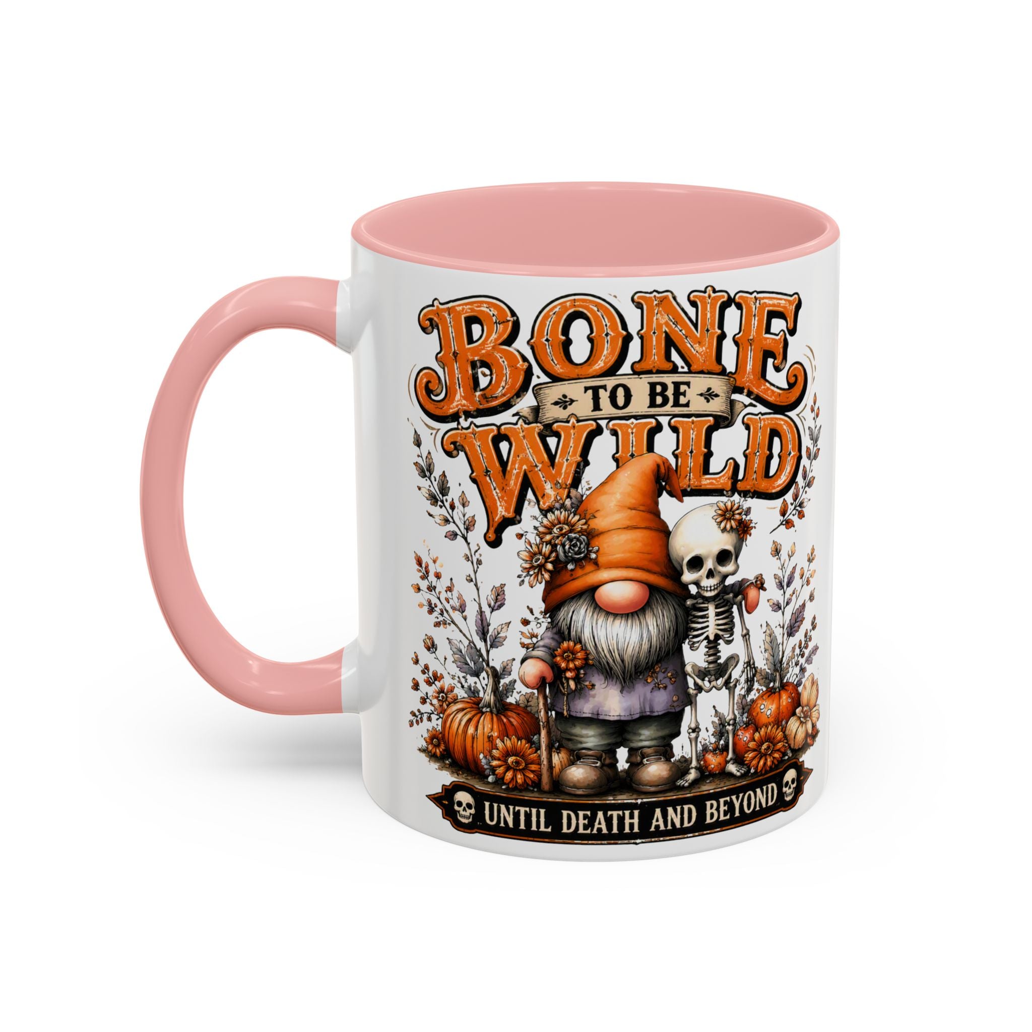 Bone to Be Wild Coffee Mug — Halloween Pumpkin Gnome & Skeleton Accent Mug (11/15oz)