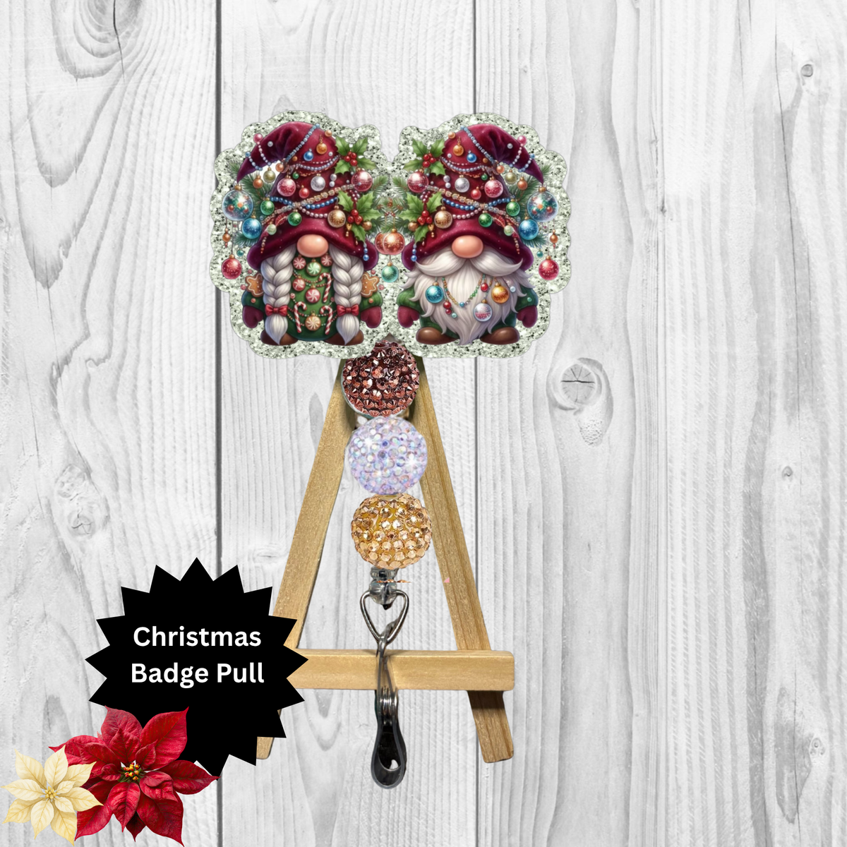 Christmas Light Gnome Badge Pull TheCraftNook