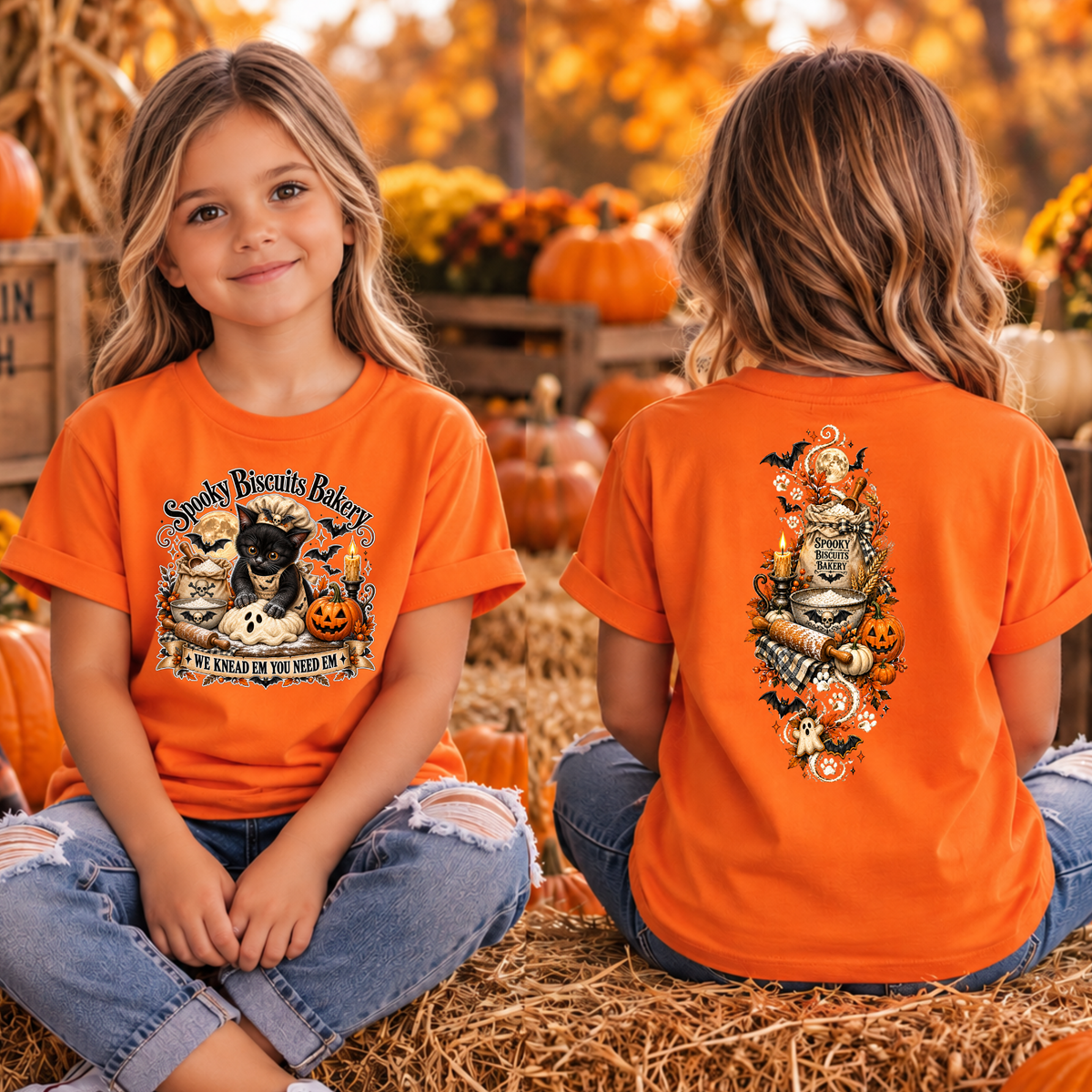 Kids Spooky Biscuits Front and Back graphics TheCraftNook