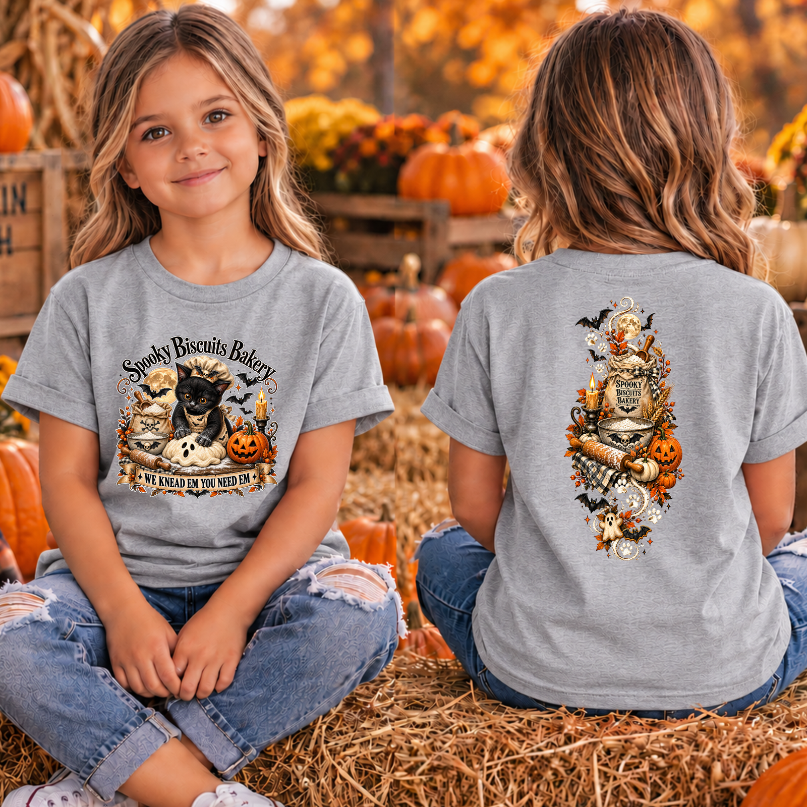 Kids Spooky Biscuits Front and Back graphics TheCraftNook