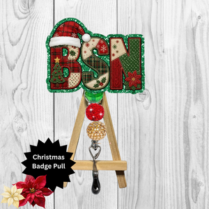 BSN Christmas Glitter Badge Pull | Badge Reel TheCraftNook