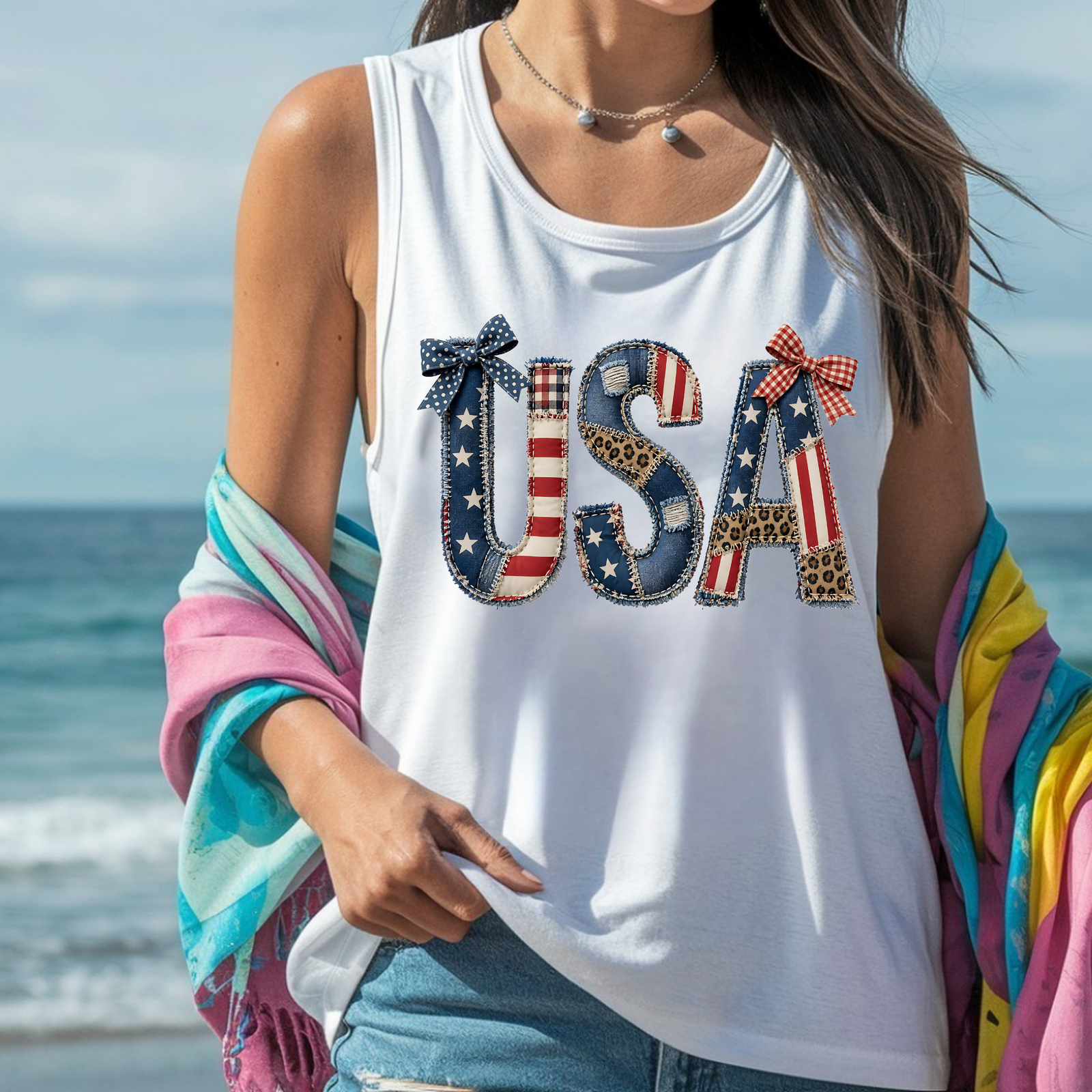 4th of July Faux Patchwork Tank Top TheCraftNook