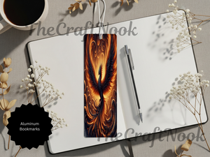 Phoenix Bookmarks - Handcrafted Metal Fire Bird Bookmarks with Beads & Glitter TheCraftNook