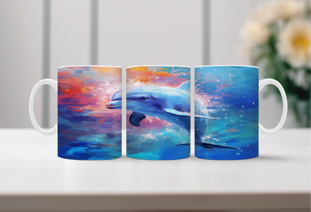 Flippin’ Cute Morning Mug, Dolphin coffee Mugs. Two sizes to choose from. TheCraftNook
