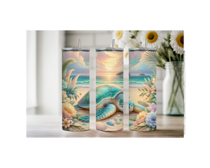 20 oz sip and surf Sea turtle Tumblers, Multiple images to choose from, with or without handle and speakers. TheCraftNook