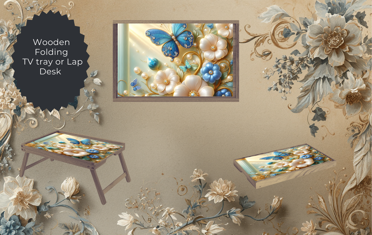 Butterfly Folding TV Trays - Handcrafted Wooden Serving Trays with Glitter TheCraftNook