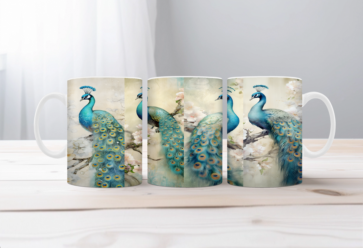 Peacock Magic Morning Mug TheCraftNook