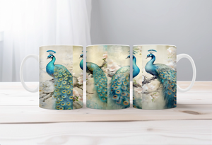 Peacock Magic Morning Mug TheCraftNook