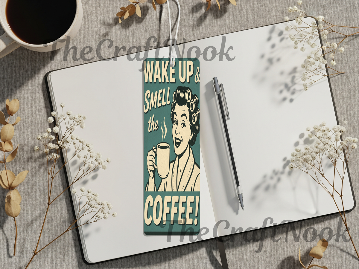 Caffeine & Chapters Bookmark. Aluminum Metal Bookmarks TheCraftNook