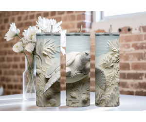 20 oz sip and surf Sea turtle Tumblers, Multiple images to choose from, with or without handle and speakers. TheCraftNook
