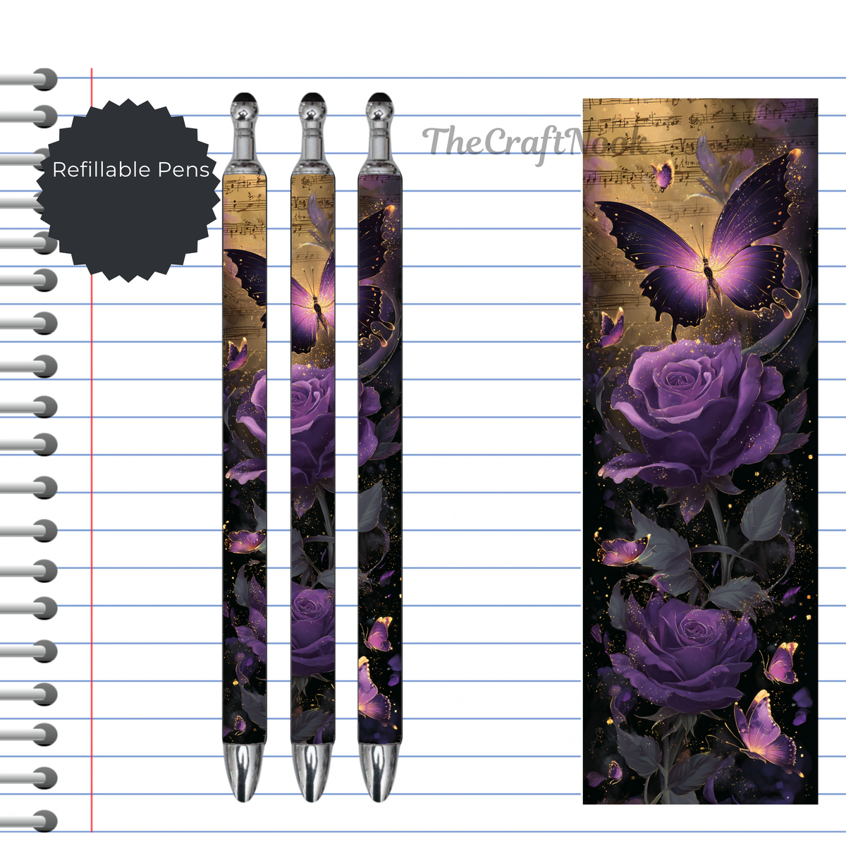Butterfly Refillable Pens, multiple options and Images available. TheCraftNook