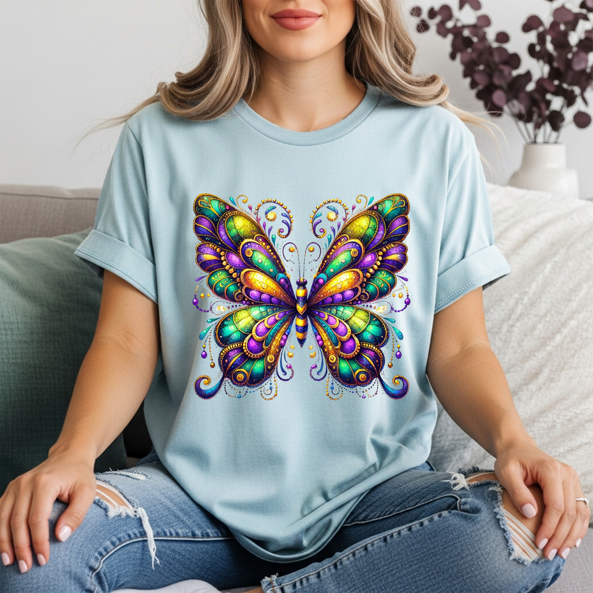 Mardi Gras Butterfly Tee TheCraftNook