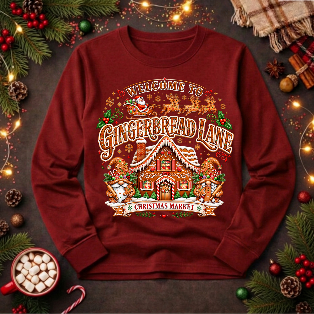 Gingerbread Lane Long Sleeve Tee TheCraftNook