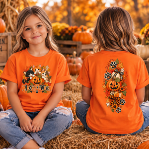 Kids MeowOween Front and back Graphics TheCraftNook