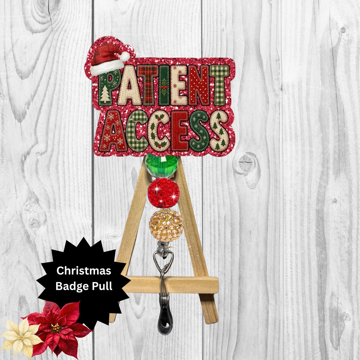 Patient Access Christmas Glitter Badge Pull | Badge Reel TheCraftNook