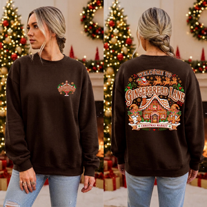 Gingerbread Lane Sweatshirt Pocket and Back Graphics TheCraftNook