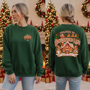 Gingerbread Lane Sweatshirt Pocket and Back Graphics TheCraftNook