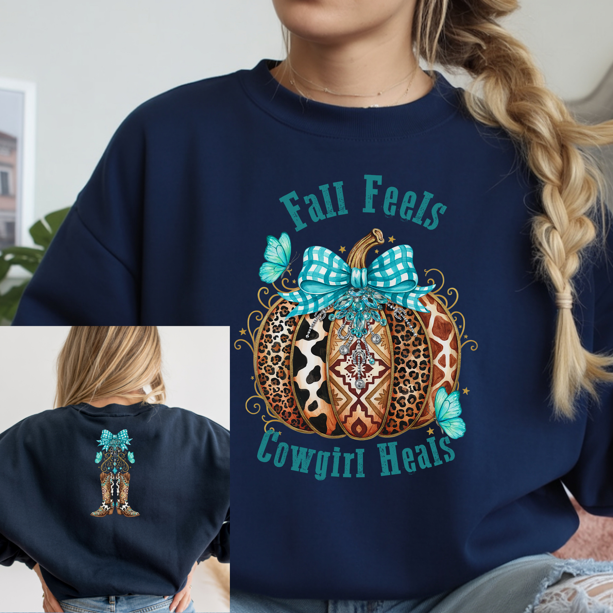 Fall Feels Cowgirl Boho Double Sided Long Sleeve Tee