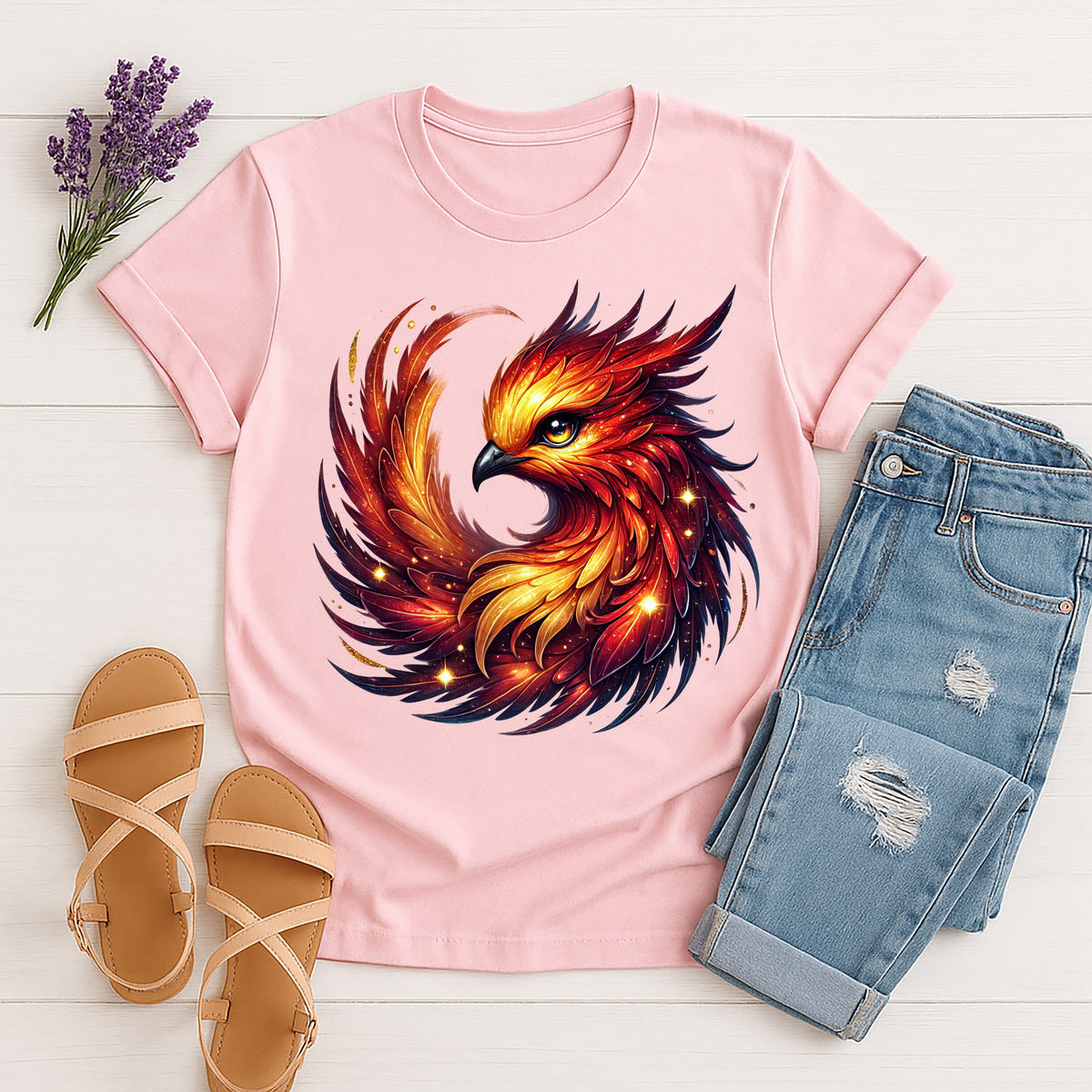 Phoenix Head T-Shirt - Majestic Fire Bird Portrait Tee TheCraftNook