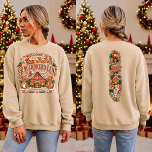 Gingerbread Lane Christmas Sweatshirt – Front & Back Graphics TheCraftNook
