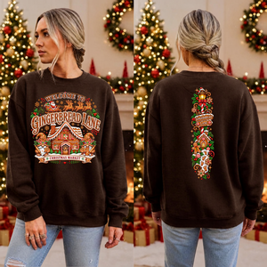 Gingerbread Lane Christmas Sweatshirt – Front & Back Graphics TheCraftNook