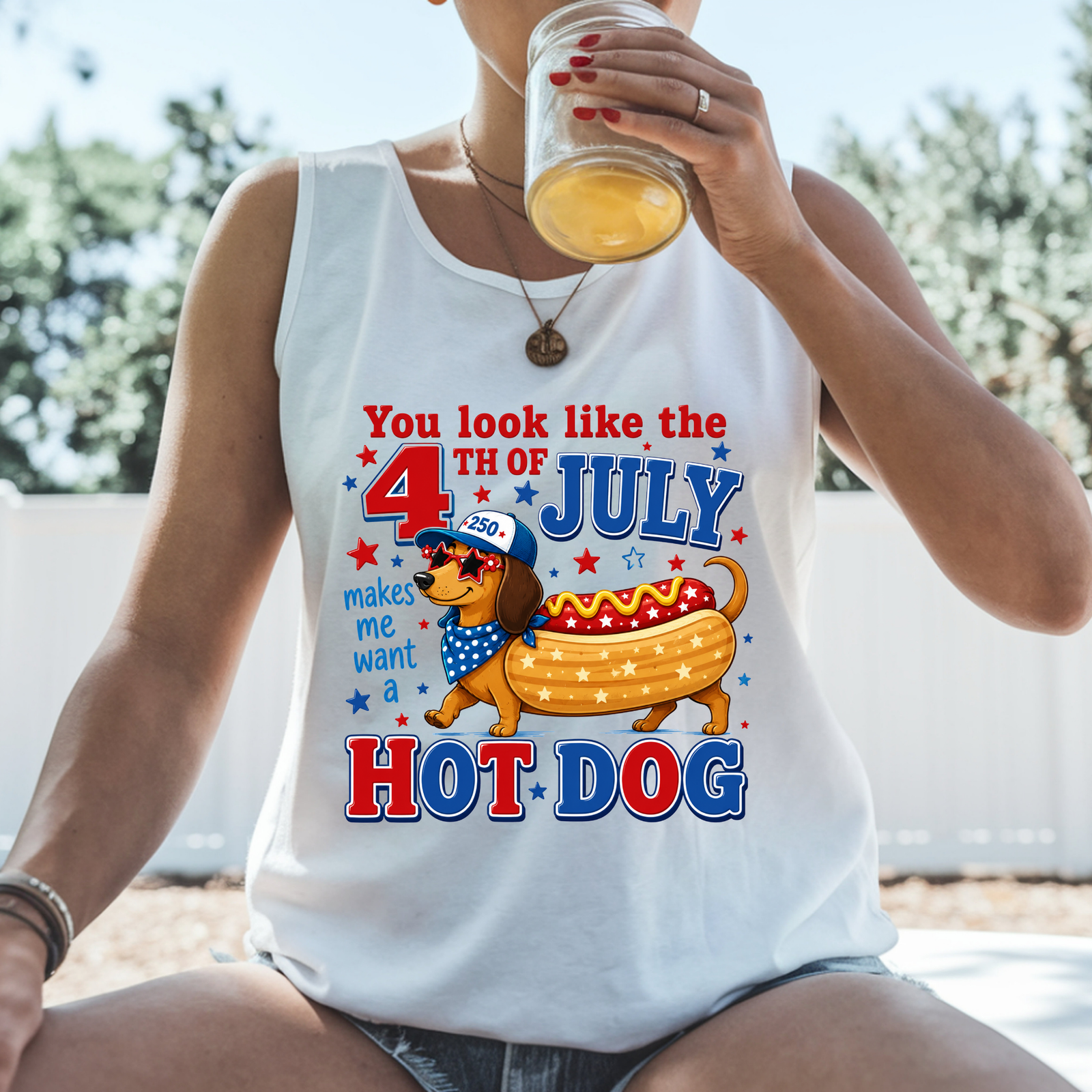 Hot Dog Graphic Tank Top TheCraftNook