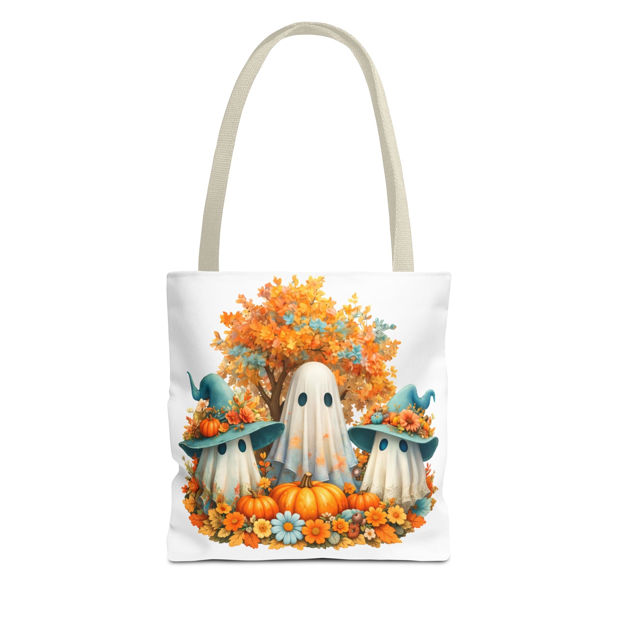 Spooky Cute Ghosts Tote Bag — Cute Halloween Pumpkin & Floral Fall Tote