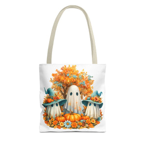 Spooky Cute Ghosts Tote Bag — Cute Halloween Pumpkin & Floral Fall Tote Printify