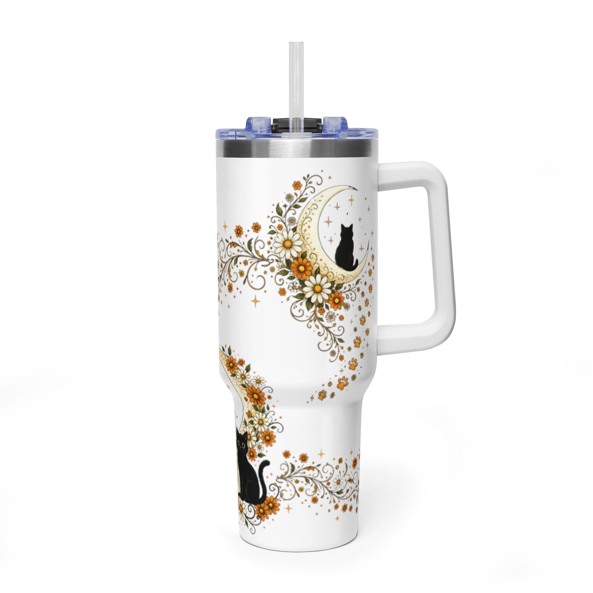Ghost Cat in Bloom 40 oz Thermal Tumbler