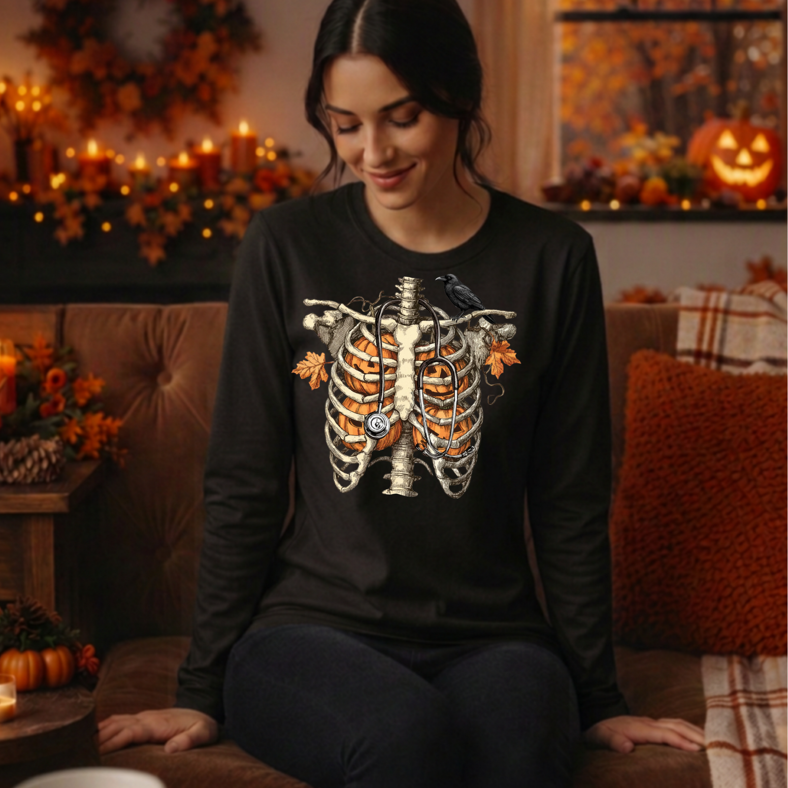 Halloween Anatomy Long Sleeve Tee TheCraftNook
