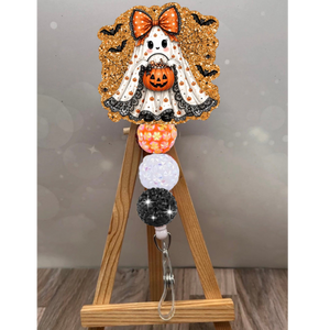 Cute Ghost Badge Pull – Glitter Lanyard Accessory TheCraftNook