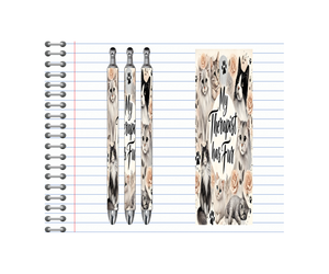 Cat refillable pens with charming feline designs, featuring cute cat artwork and 'My Therapist has Fur' text.