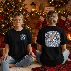 Blue Mooey Christmas T-Shirt Pocket and Back Graphics TheCraftNook