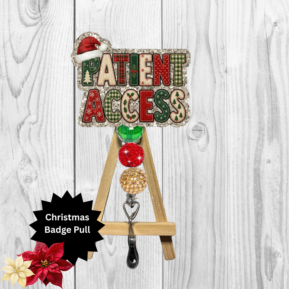 Patient Access Christmas Glitter Badge Pull | Badge Reel TheCraftNook
